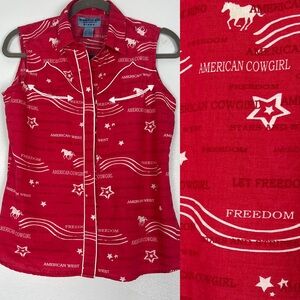 Wrangler Blues | Vintage American Cowgirl Red White Collared Western Shirt M